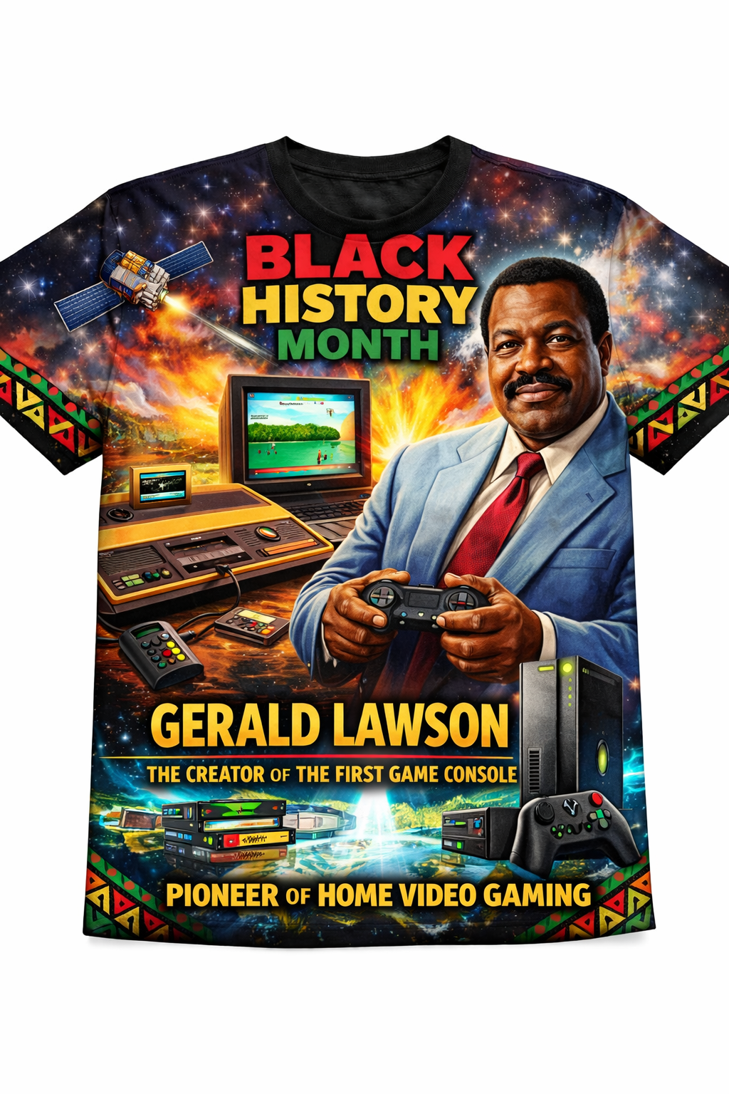 Gerald Lawson™ All-Over Sublimation T-Shirt – Black History Collection front view