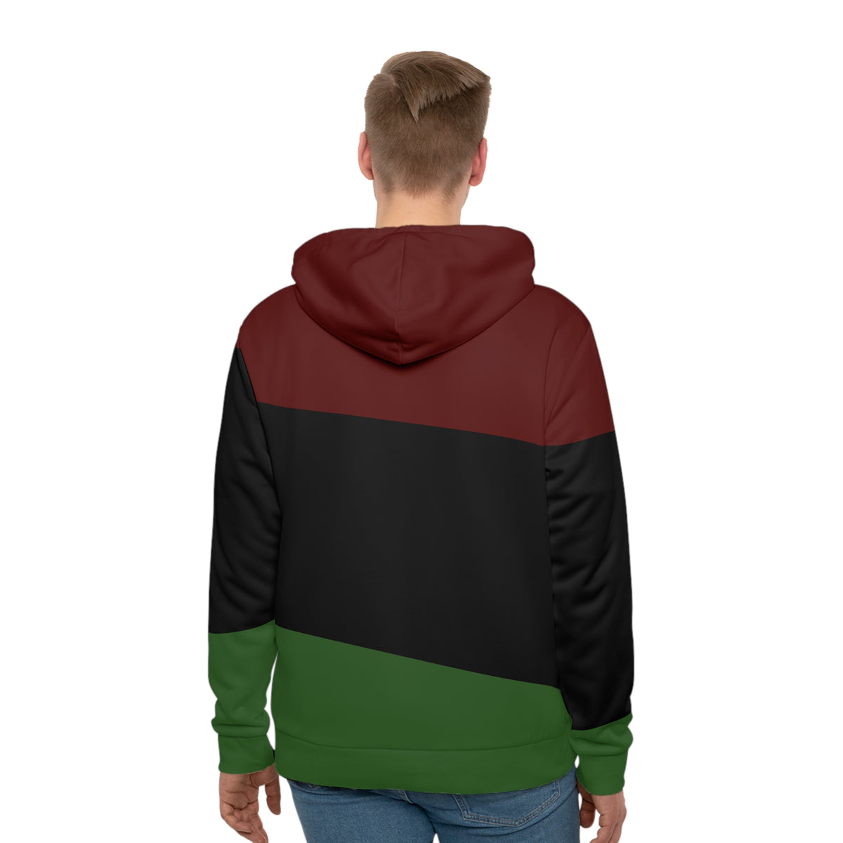 Pan-African Colorblock Hoodie — Red Black Green Men's Pullover