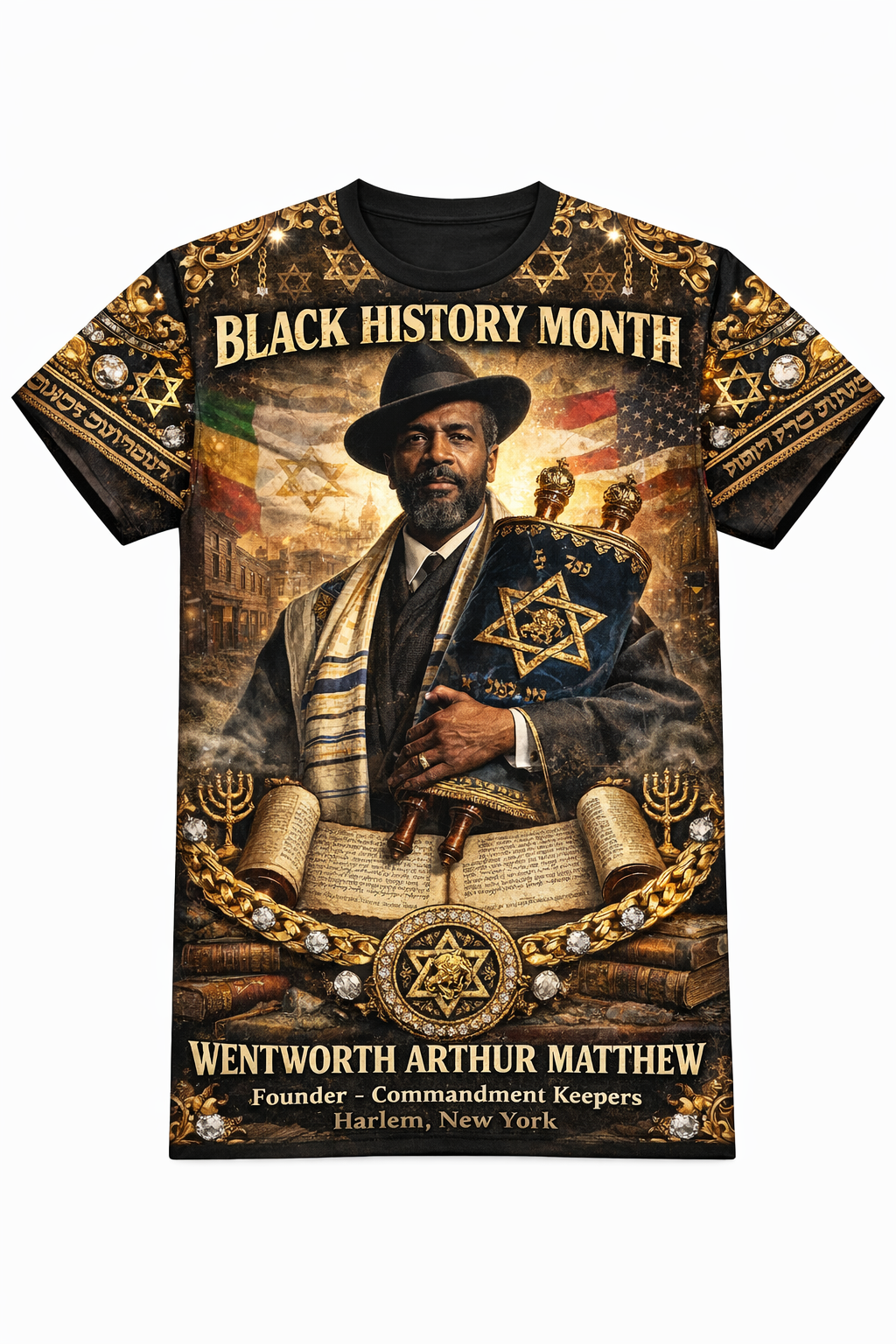 Wentworth Arthur Matthew Legacy™ All-Over Sublimation T-Shirt – Black History Collection front view