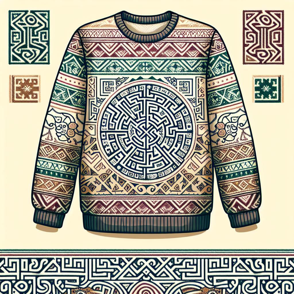 A Black Owend colorful unisex crewneck sweatshirt with an all-over print featuring a geometric pattern.