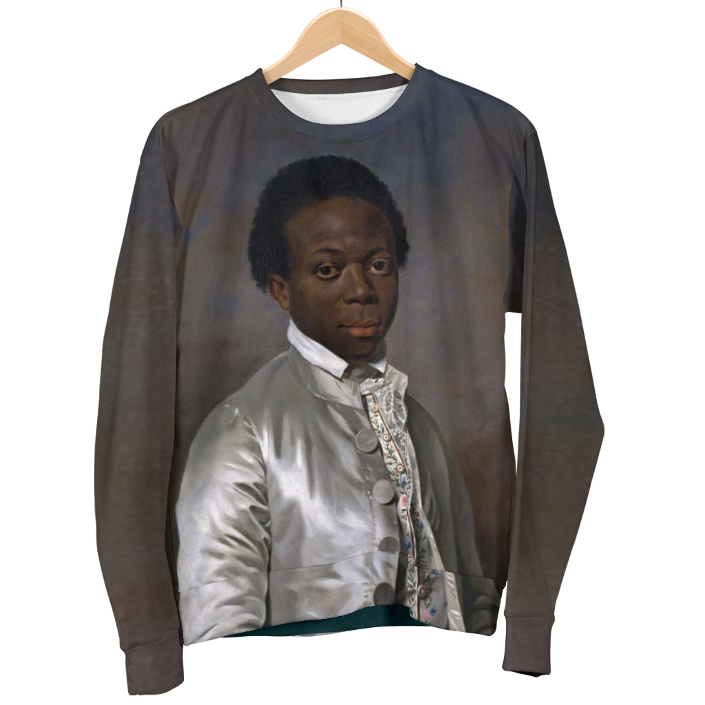 Hanging display of The African Youth Design Sweater – Black Owned custom sweater made from premium woven polyester for bold, heritage-inspired style.