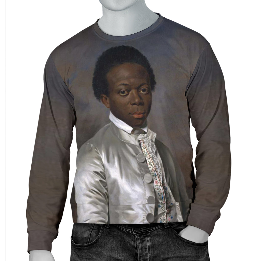 Mannequin wearing The African Youth Design Sweater with one hand in pocket – Black Owned premium sweater showcasing vibrant African heritage and modern fashion.