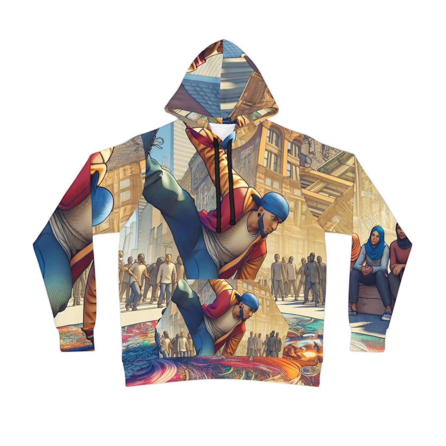 Front view of Black-Owned athletic hoodie (AOP) designed for workouts and casual wear.