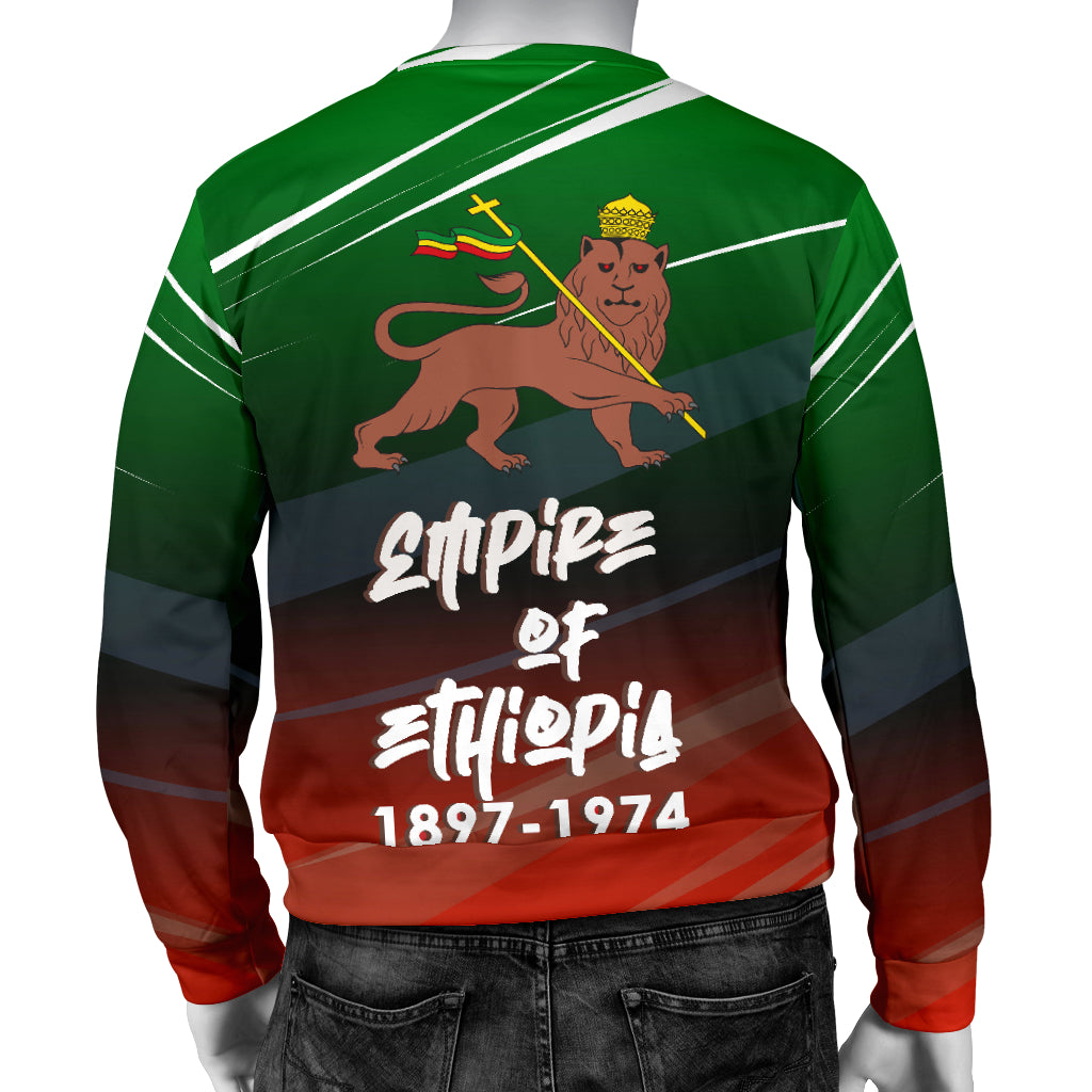 Back view of Empire of Ethiopia Sweater displayed on mannequin – Black Owned handcrafted premium woven polyester sweater designed for durability and heritage style.