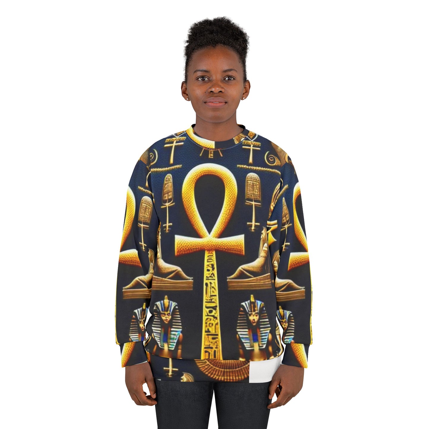 Model wearing Heritage Threads Black-Owned Unisex Sweatshirt showcasing comfortable crewneck fit