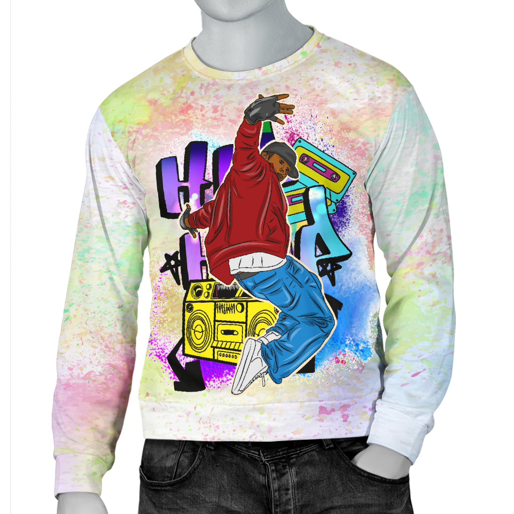 Mannequin wearing Hip Hop World Sweater with one hand in pocket – Black Owned premium sweater showcasing cultural pride and global hip hop artistry.