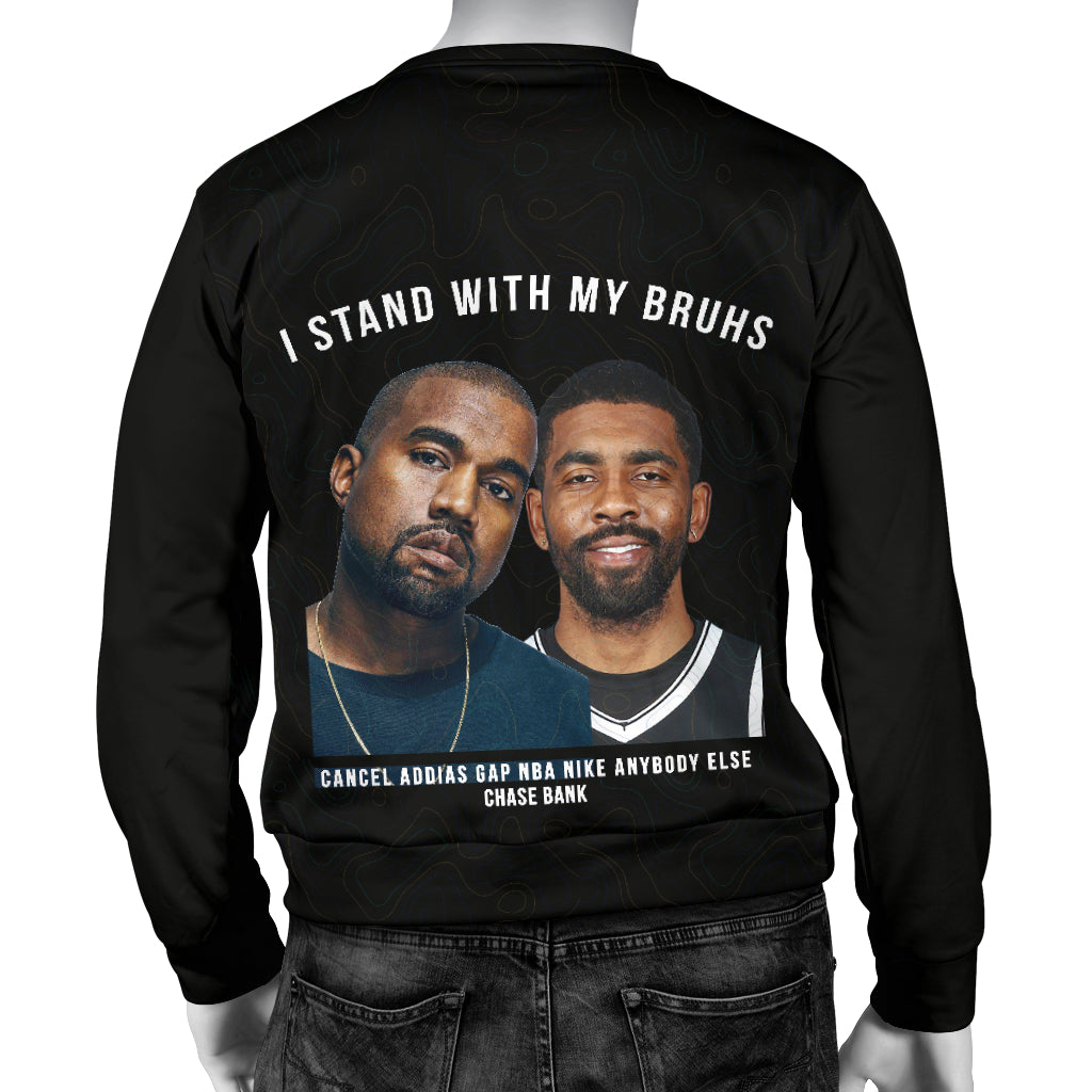 Back view of I Stand With My Bruhs Sweater displayed on mannequin – Black Owned handcrafted woven polyester sweater designed for comfort and brotherhood style.