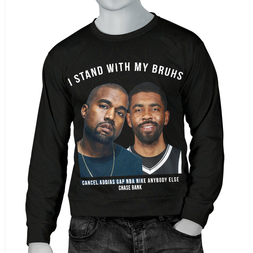Mannequin wearing I Stand With My Bruhs Sweater with one hand in pocket – Black Owned custom sweater offering durability and strong cultural expression.