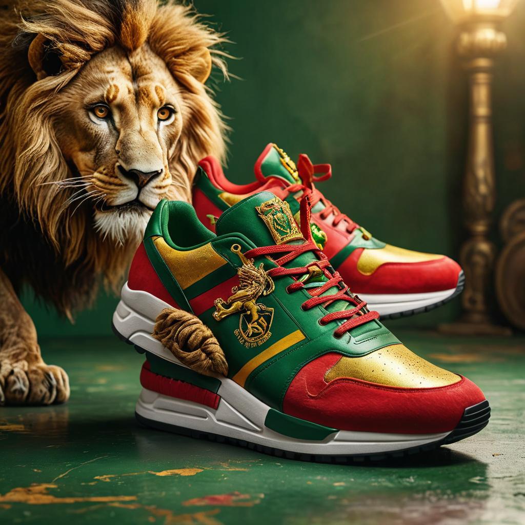 Side view of Lion of Judah Sneaker – Black Owned brand, modern casual sneaker inspired by strength and heritage.