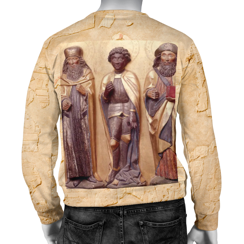 Back view of The Middle Age Sweater displayed on mannequin – Black Owned woven polyester sweater designed for durability, comfort, and heritage pride.