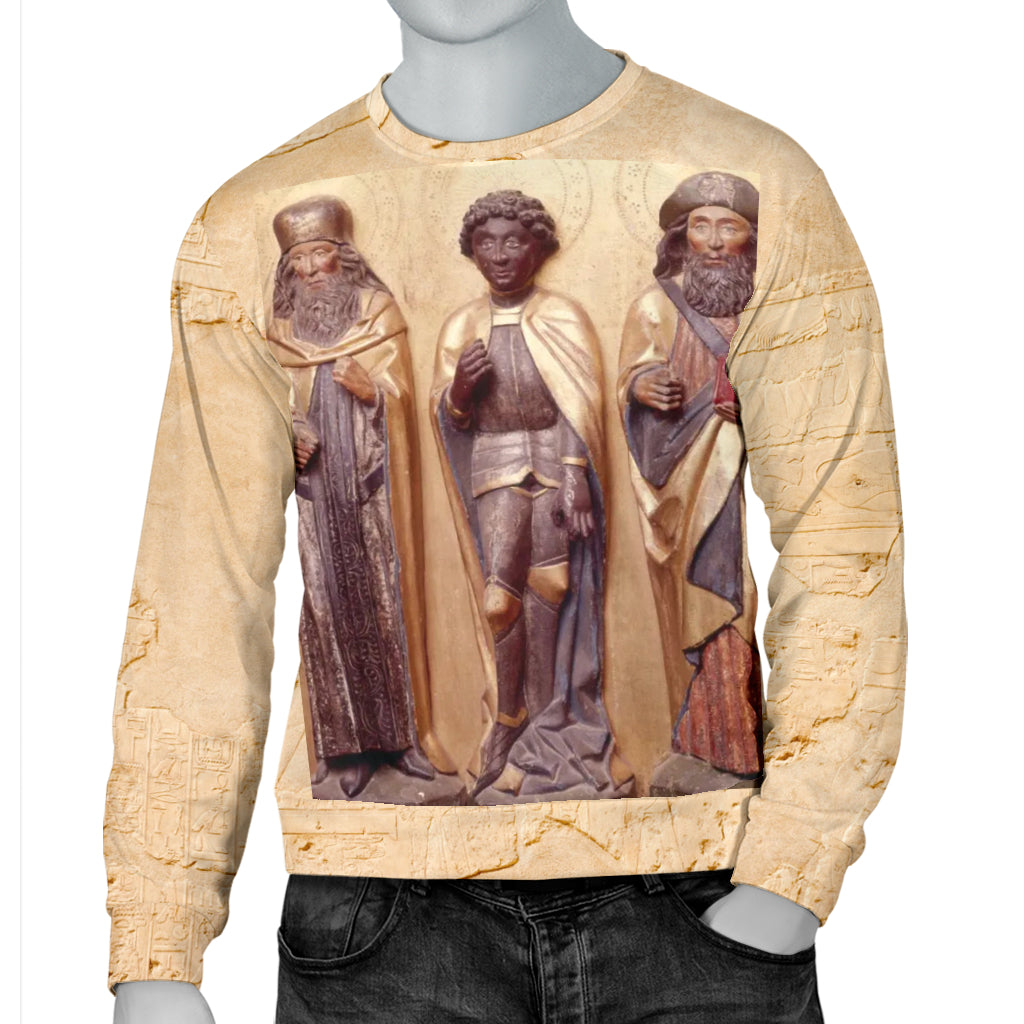Mannequin wearing The Middle Age Sweater with one hand in pocket – Black Owned premium sweater combining modern fashion with cultural strength.