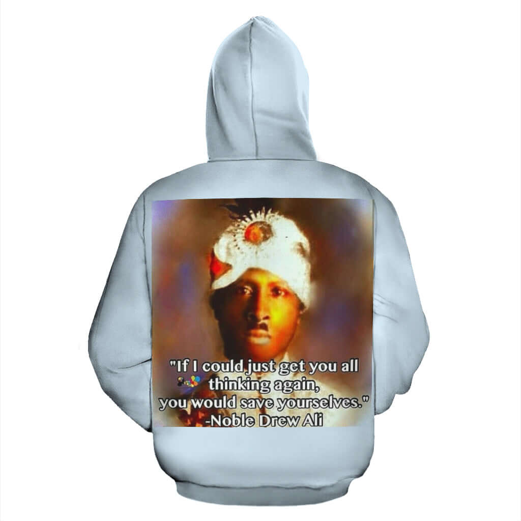 Back view of Noble Drew Ali All Over Hoodie – Black Owned brand, handcrafted design with timeless cultural style.