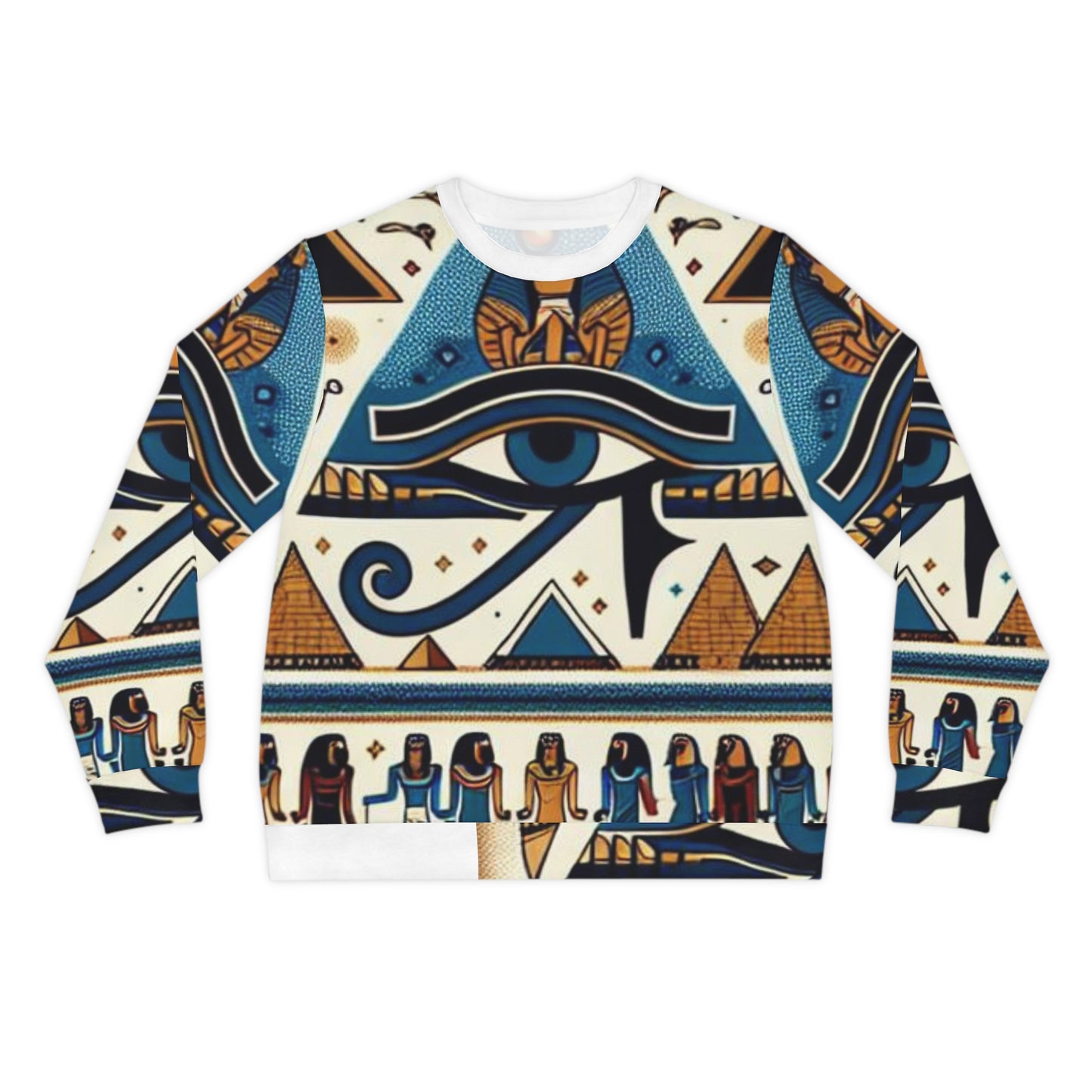 Folded view of the Pre-Colonial Sweatshirt – Showcasing soft texture, reinforced seams, and detailed all-over print craftsmanship.