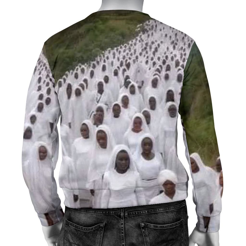 Back view of Queens Always and Forever Sweater displayed on mannequin – Black Owned handcrafted premium woven polyester sweater offering long-lasting quality.