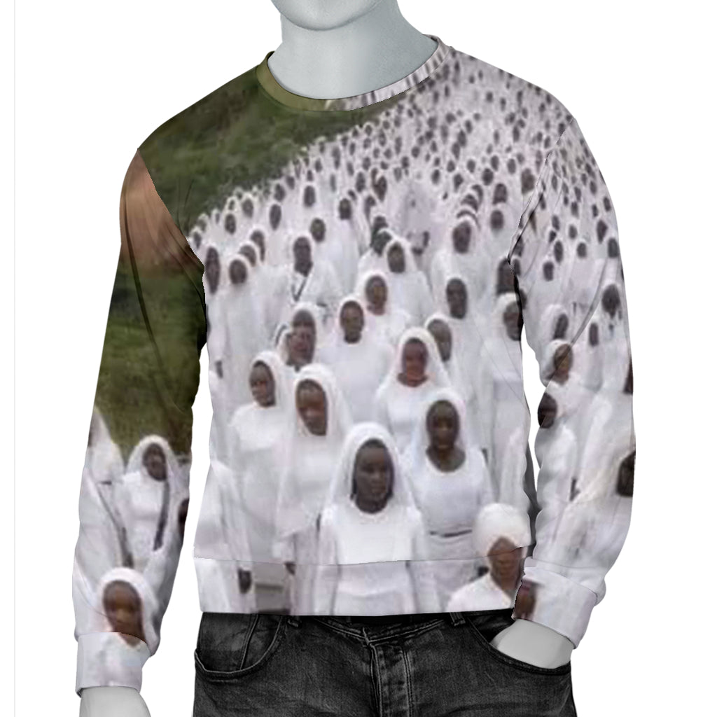 Mannequin wearing Queens Always and Forever Sweater with one hand in pocket – Black Owned custom sweater providing cultural pride and modern streetwear style.