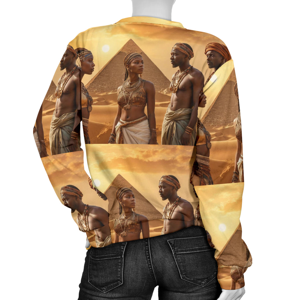 Back view of Women’s Sweater on mannequin – Black Owned brand, durable handcrafted sweater made from premium woven polyester.