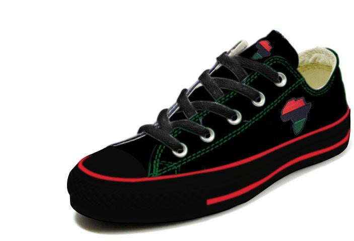 Side view of Historic First African Pride Sneakers with bold RBG colors representing African identity and pride.