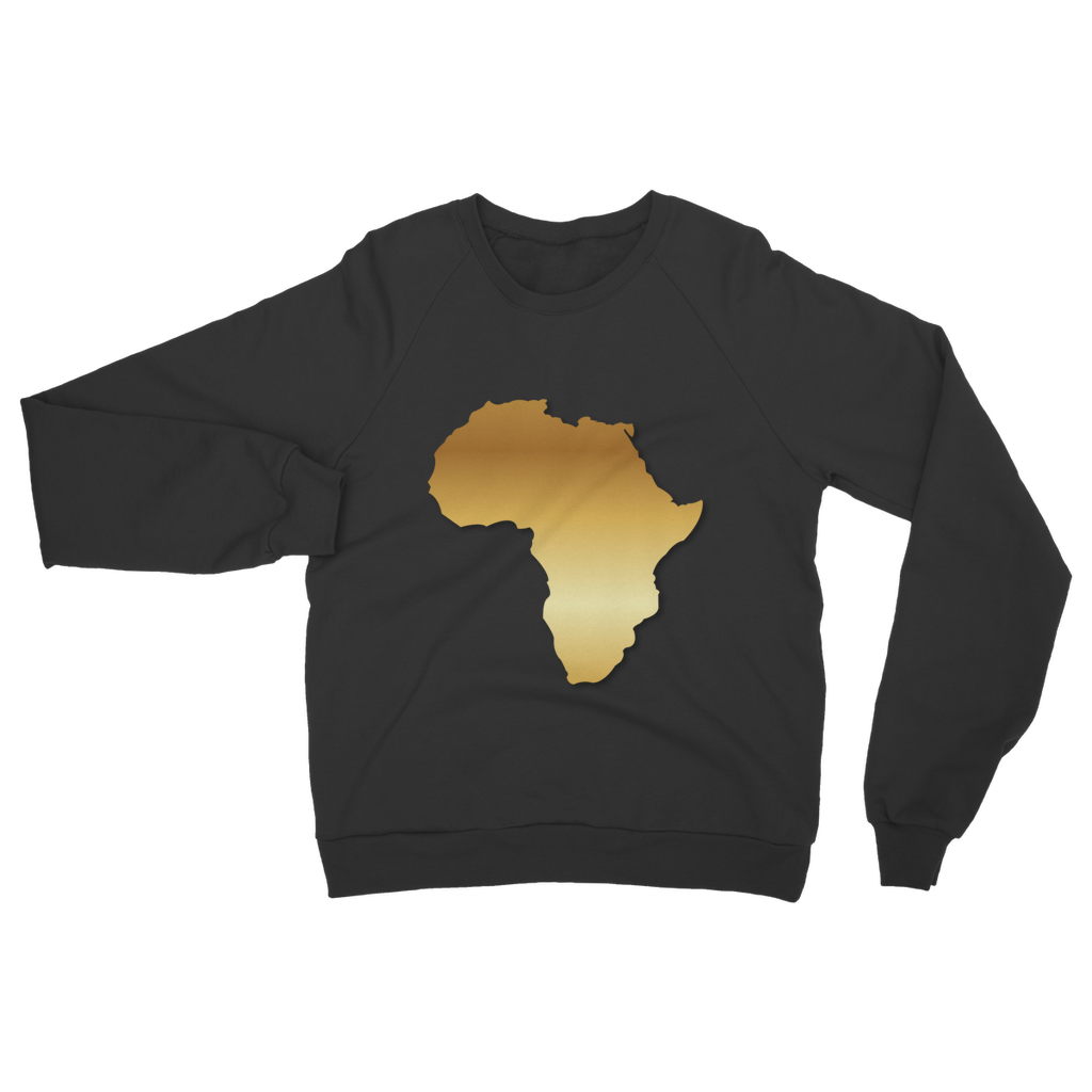 Africa PRIDE Men's Sweatshirt in black – Black-Owned premium sweatshirt with golden African map print, combining heritage pride with everyday style