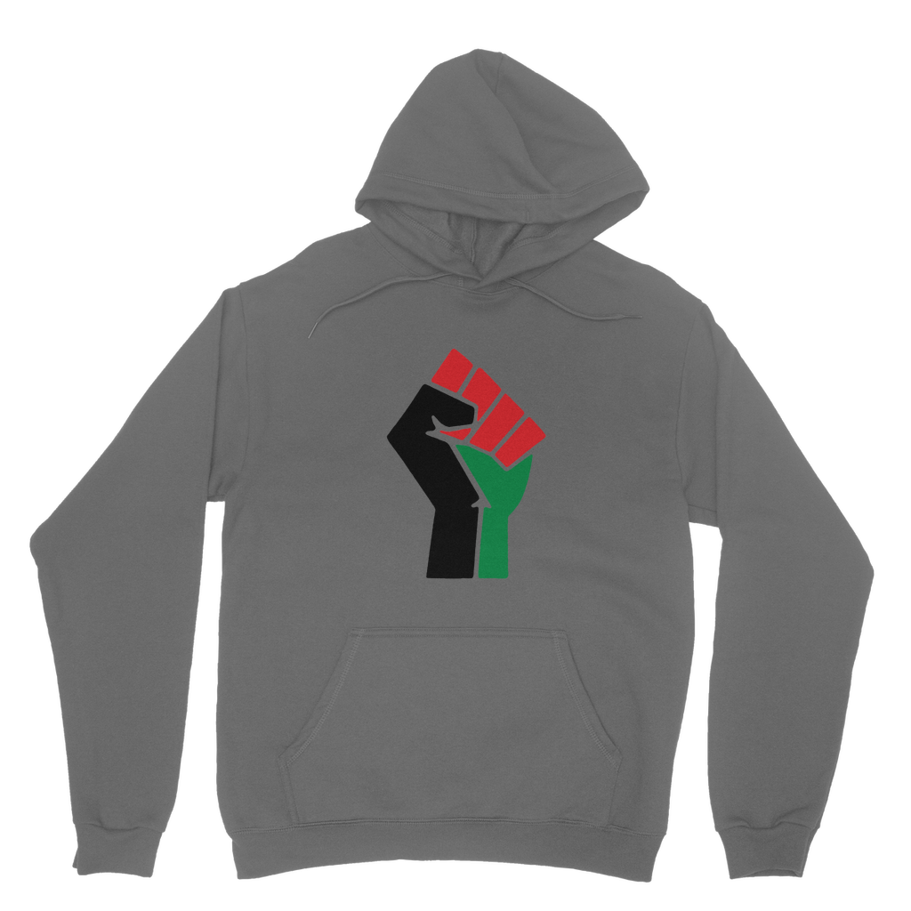 Africa UNITE Men’s Hoodie in gray color – Black-Owned hoodie featuring a balanced mix of black and white tones, combining cultural pride with versatile everyday style