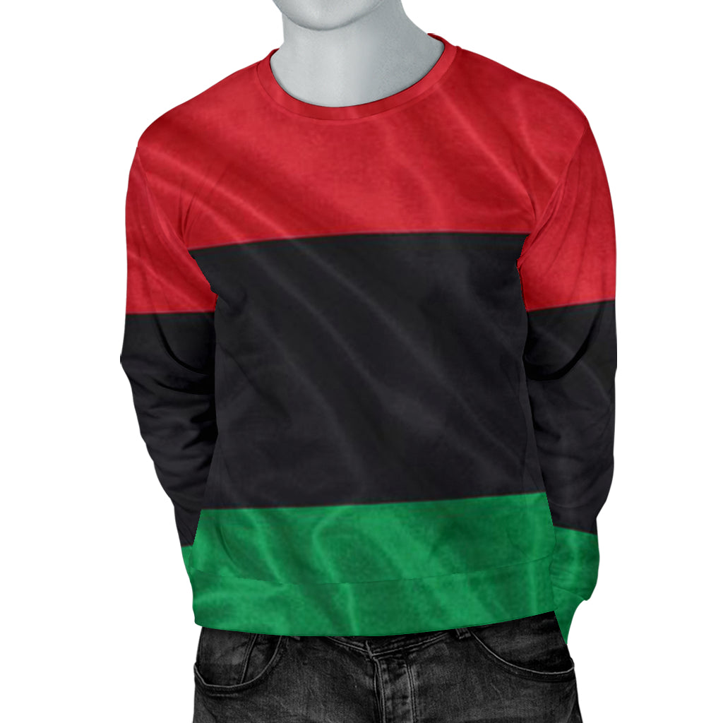 Mannequin wearing African RBG Flag Sweater with both hands in pockets, combining comfort and cultural pride.
