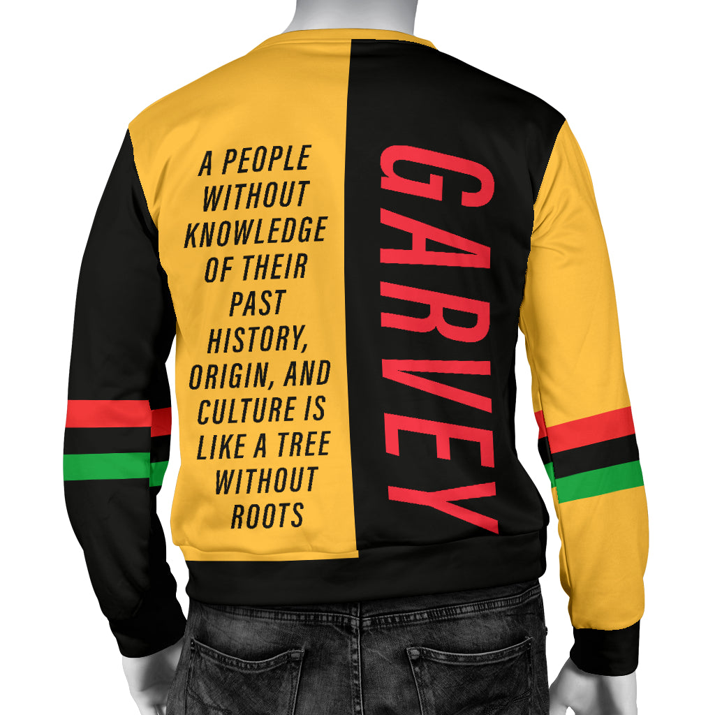 Back view of the Garvey Yellow Sweater on a mannequin, highlighting its smooth fabric, premium stitching, and the simple yet bold style perfect for casual or semi-formal wear.