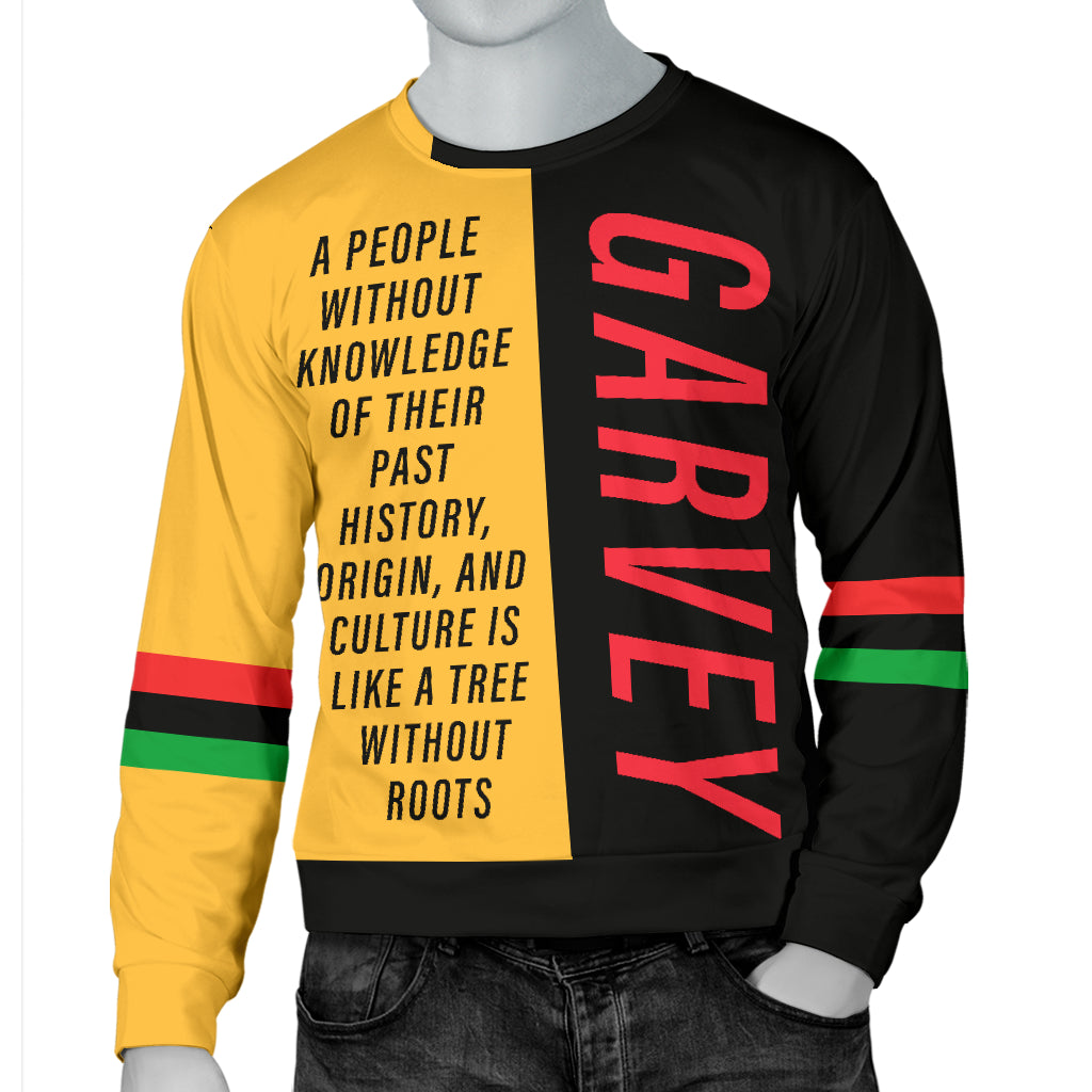 Garvey Yellow Sweater on a mannequin with one hand placed in the pants pocket, giving a relaxed and confident look, perfect for everyday comfort and style.