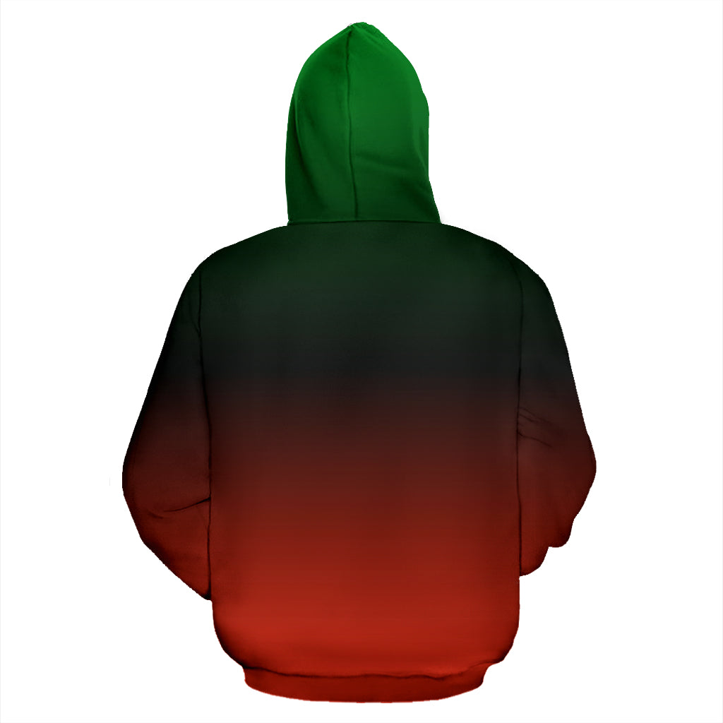 I Am Rooting For Everybody Black Text Design Hoodie back view – Black-Owned custom-made hoodie celebrating Black culture and solidarity