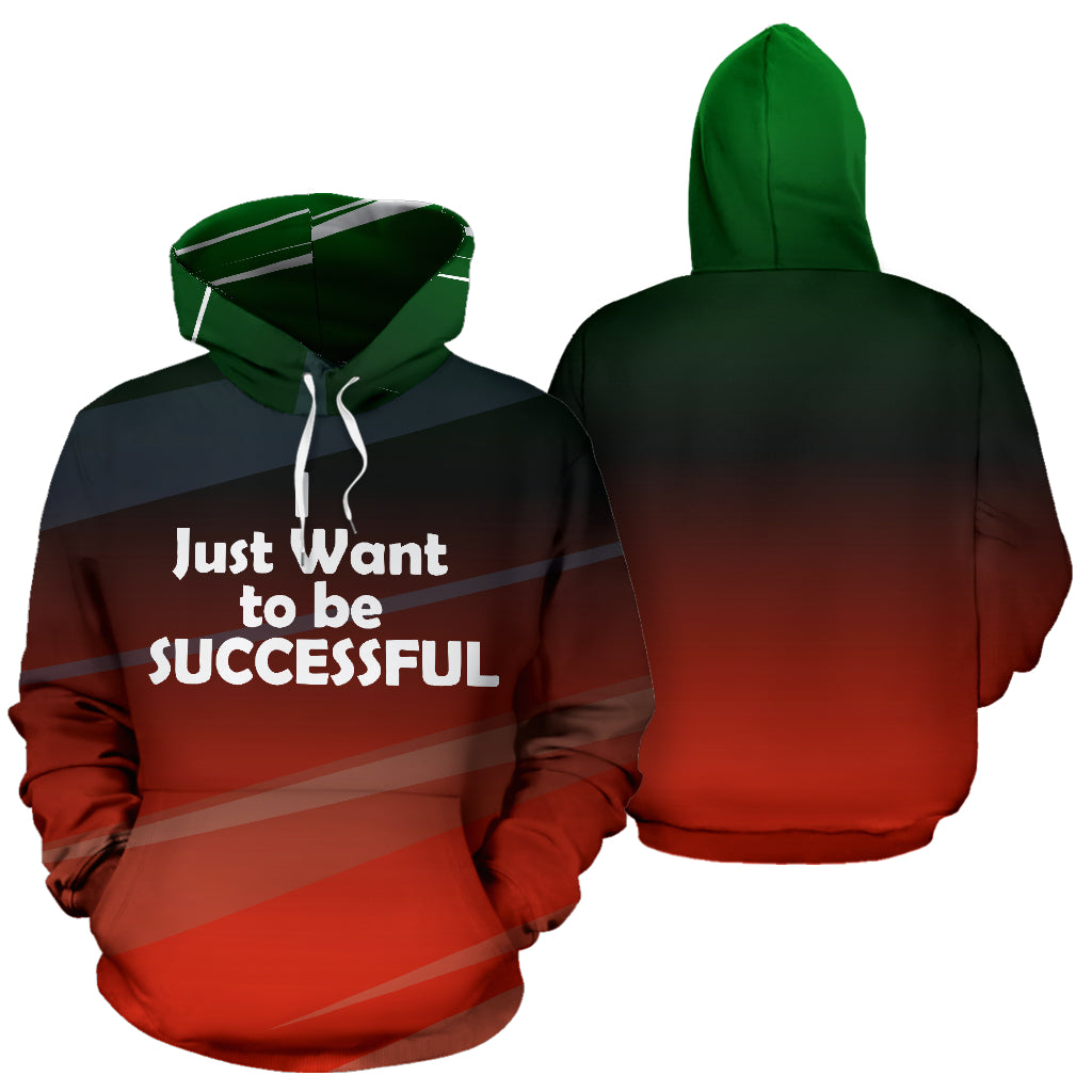 I Just Want To Be Successful Text Design Hoodie showing both front and back views – Black-Owned premium polyester hoodie inspiring ambition, confidence, and success