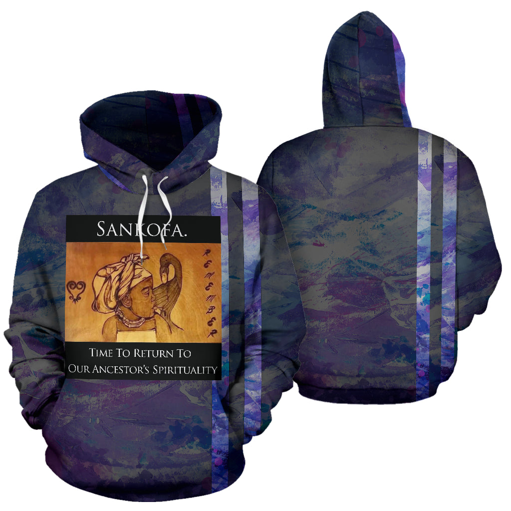 Time To Return To Our Ancestor’s Spirituality Hoodie showing both front and back views – Black-Owned premium custom hoodie blending comfort, style, and cultural pride