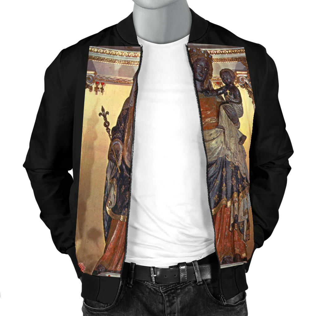 Front open style view of mannequin wearing Madonna Style Bomber Jacket, showing inner lining and premium finish.