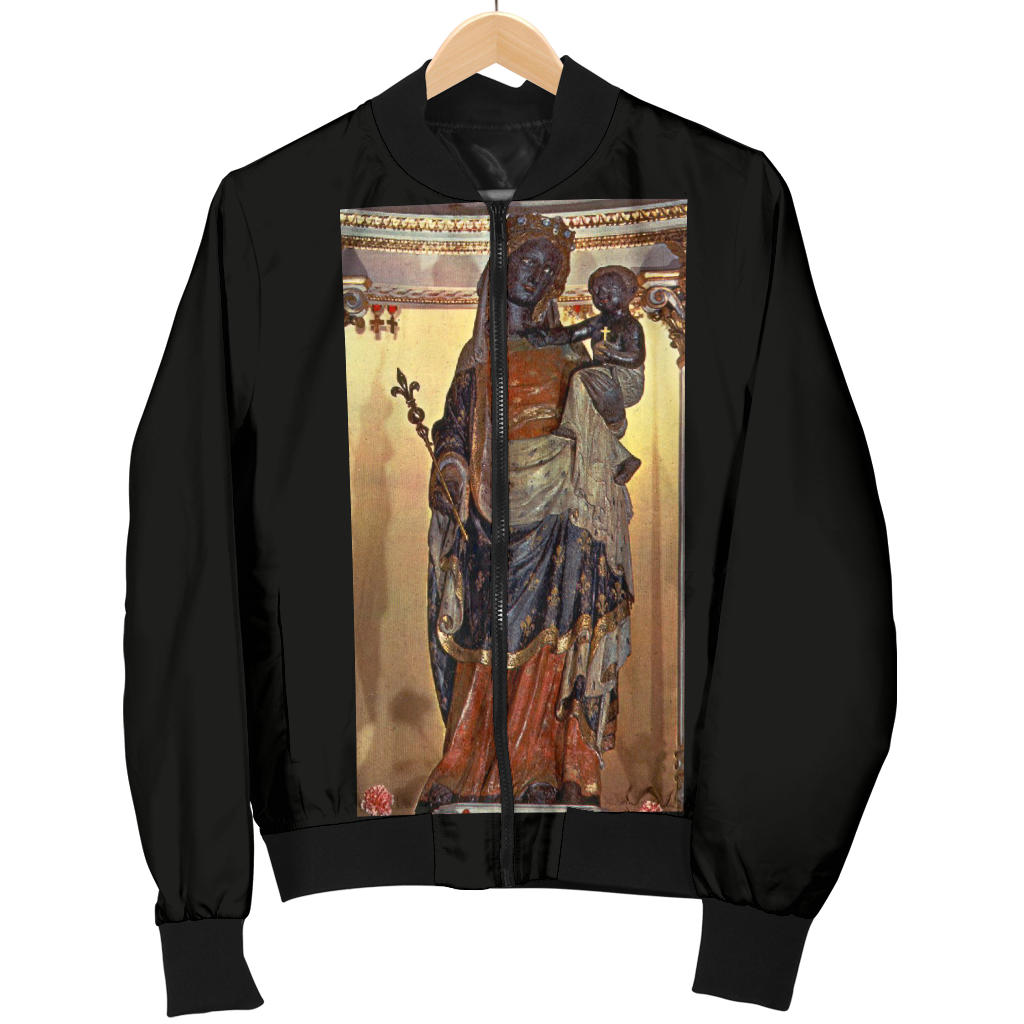 Madonna Style Bomber Jacket displayed hanging on a hanger, highlighting premium material and unique design.