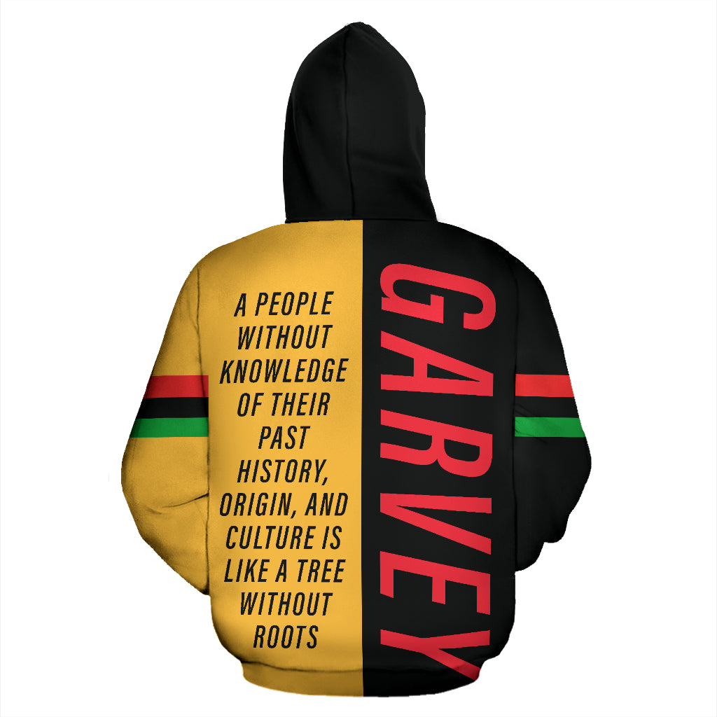 Back view of the Marcus Garvey Custom Hoodie, designed to honor Pan-African legacy by a Black-Owned brand.