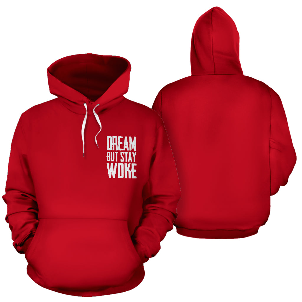 MLK Dream Red Hoodie – Black-Owned, front and back view of premium polyester hoodie featuring MLK-inspired design, cultural pride, and comfortable fit.