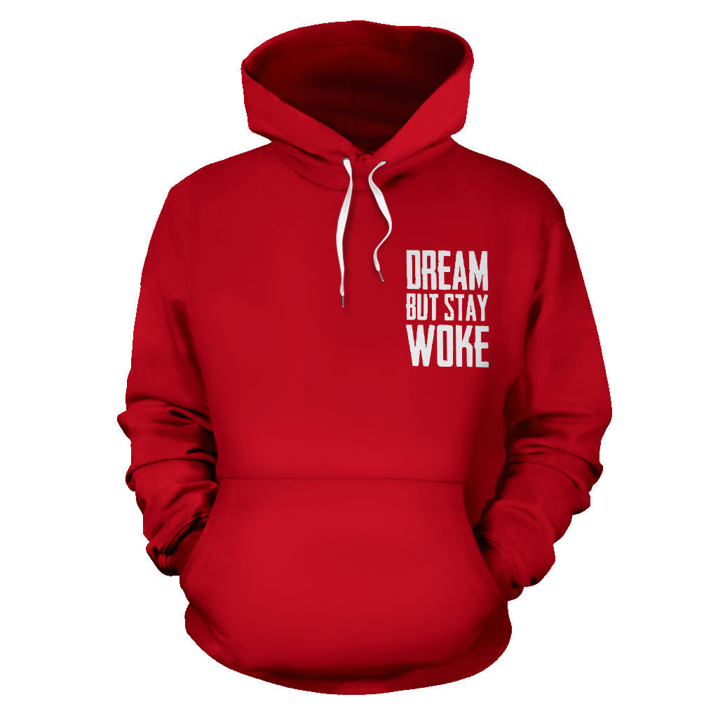Front view of MLK Dream Red Hoodie – Black-Owned premium polyester hoodie showcasing a bold MLK-inspired design with cultural pride.