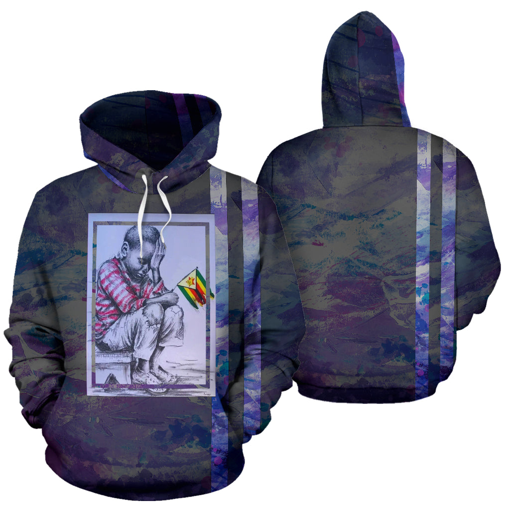 Zimbabweans Kid Hoodie showing both front and back views – Black-Owned custom-made premium polyester blend hoodie for children showcasing cultural pride
