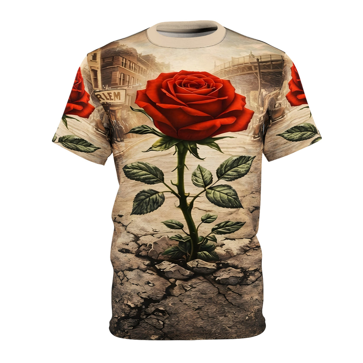 Vintage Rose Unisex Cut & Sew Tee AOP floral graphic streetwear t-shirt