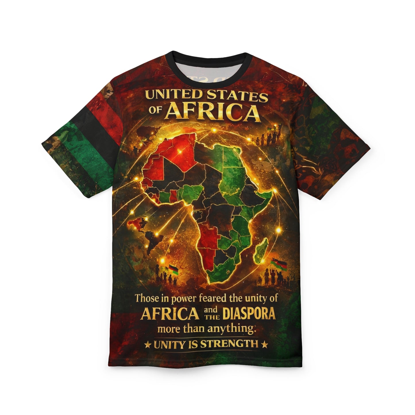 Pan-African vintage-style all-over print t-shirt - Unisex Cut & Sew Tee (AOP)