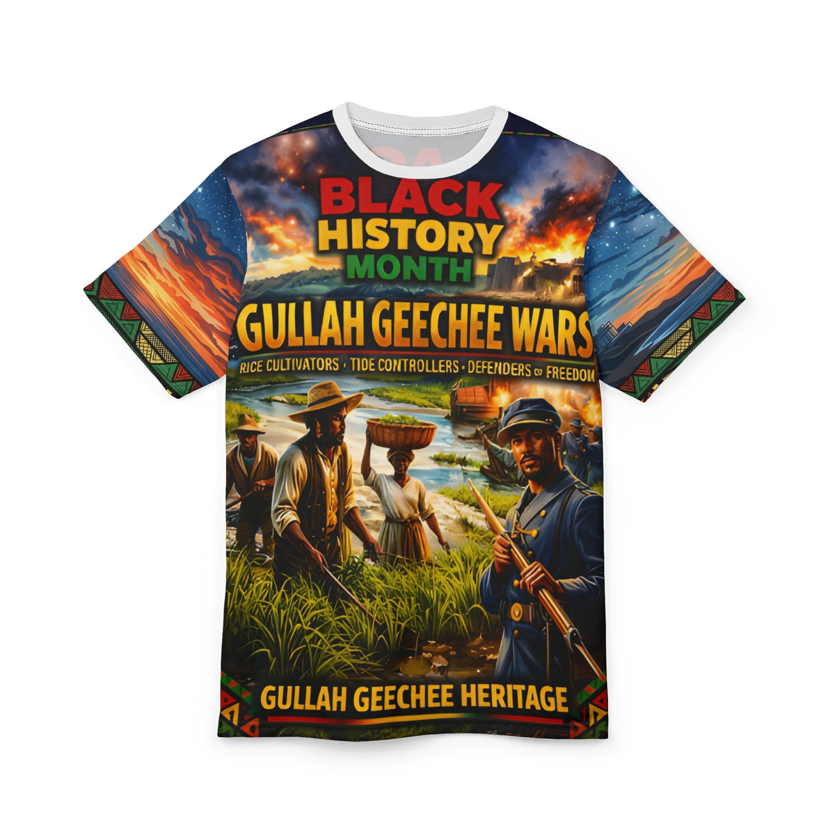 Gullah Geechee Wars™ All-Over Sublimation T-Shirt – Black History Collection