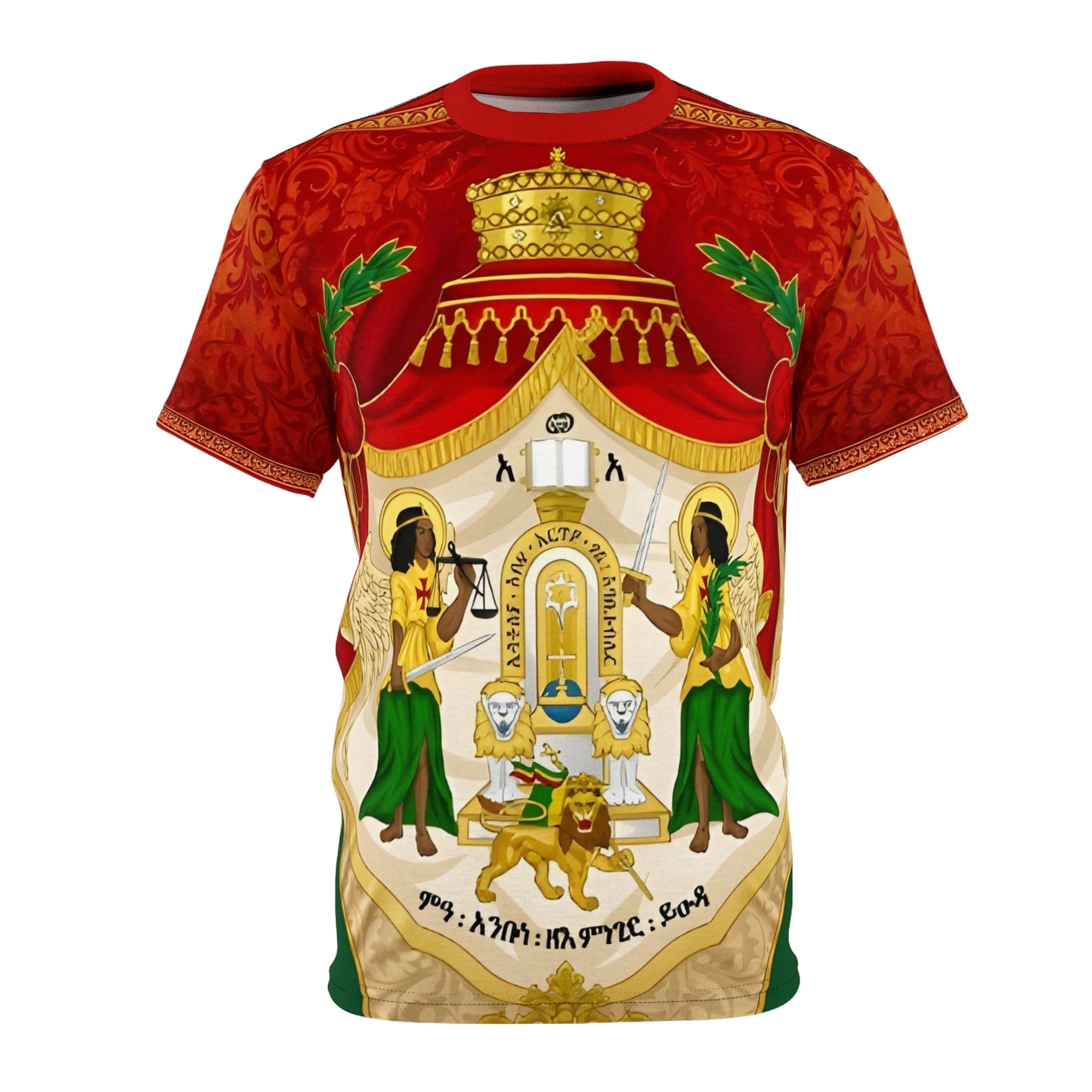 Imperial Coat of Arms of the Ethiopian Empire All-Over Print T-Shirt - Unisex Cut & Sew Tee (AOP)