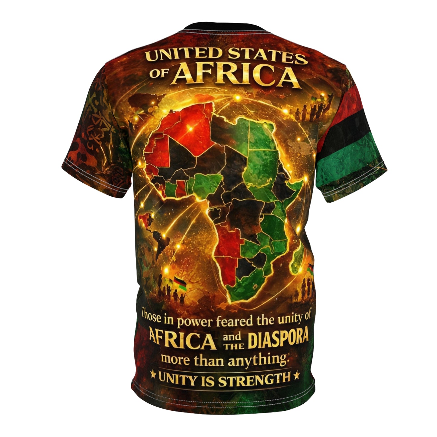 Pan-African vintage-style all-over print t-shirt - Unisex Cut & Sew Tee (AOP)