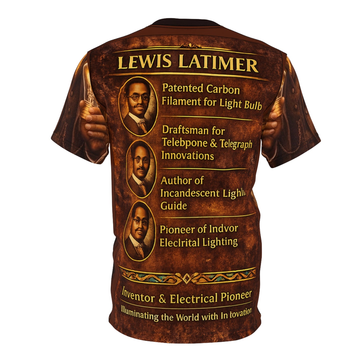 Lewis Latimer- Electrical pioneer & inventor - Unisex Cut & Sew Tee (AOP)
