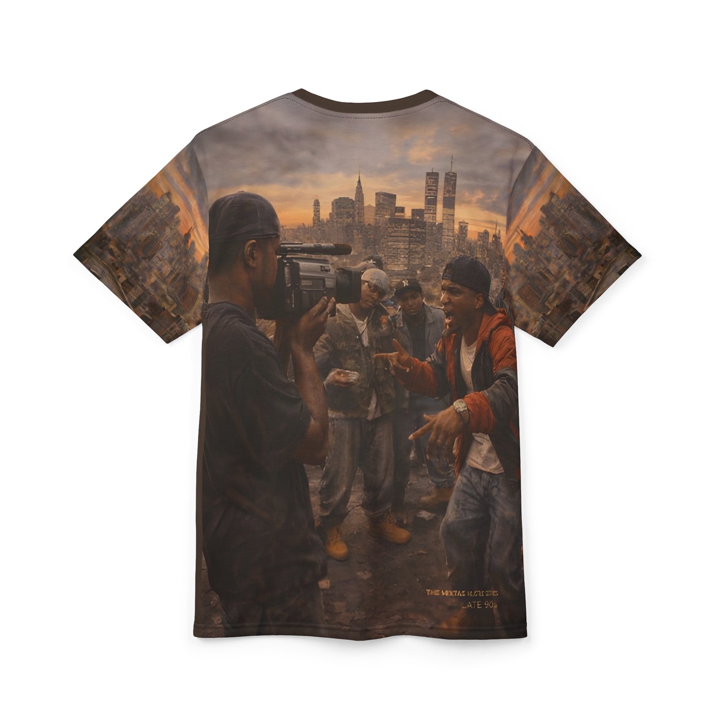 The Mixtape Hustle - Late 90s NYC Cypher All-Over Print Streetwear Tee - Unisex Cut & Sew Tee (AOP)
