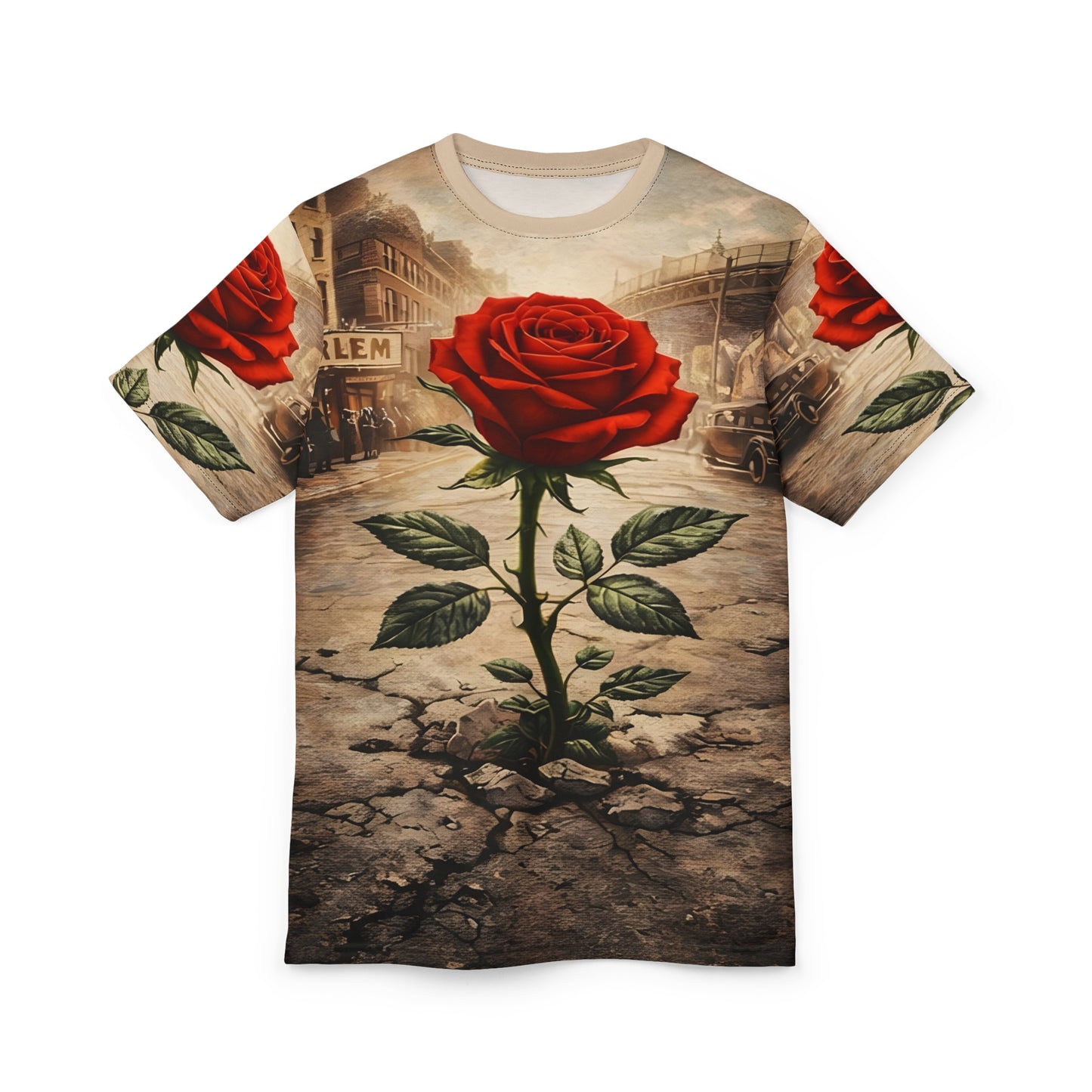Vintage Rose Unisex Cut & Sew Tee (AOP)