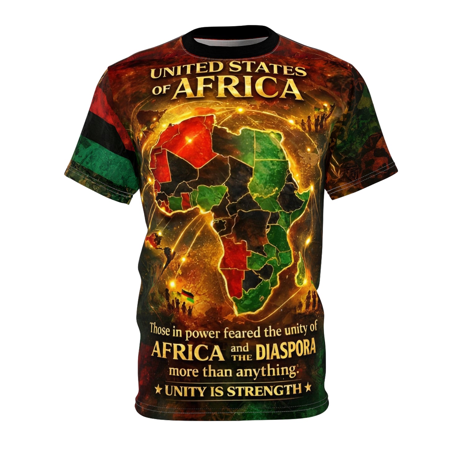 Pan-African vintage-style all-over print t-shirt - Unisex Cut & Sew Tee (AOP)