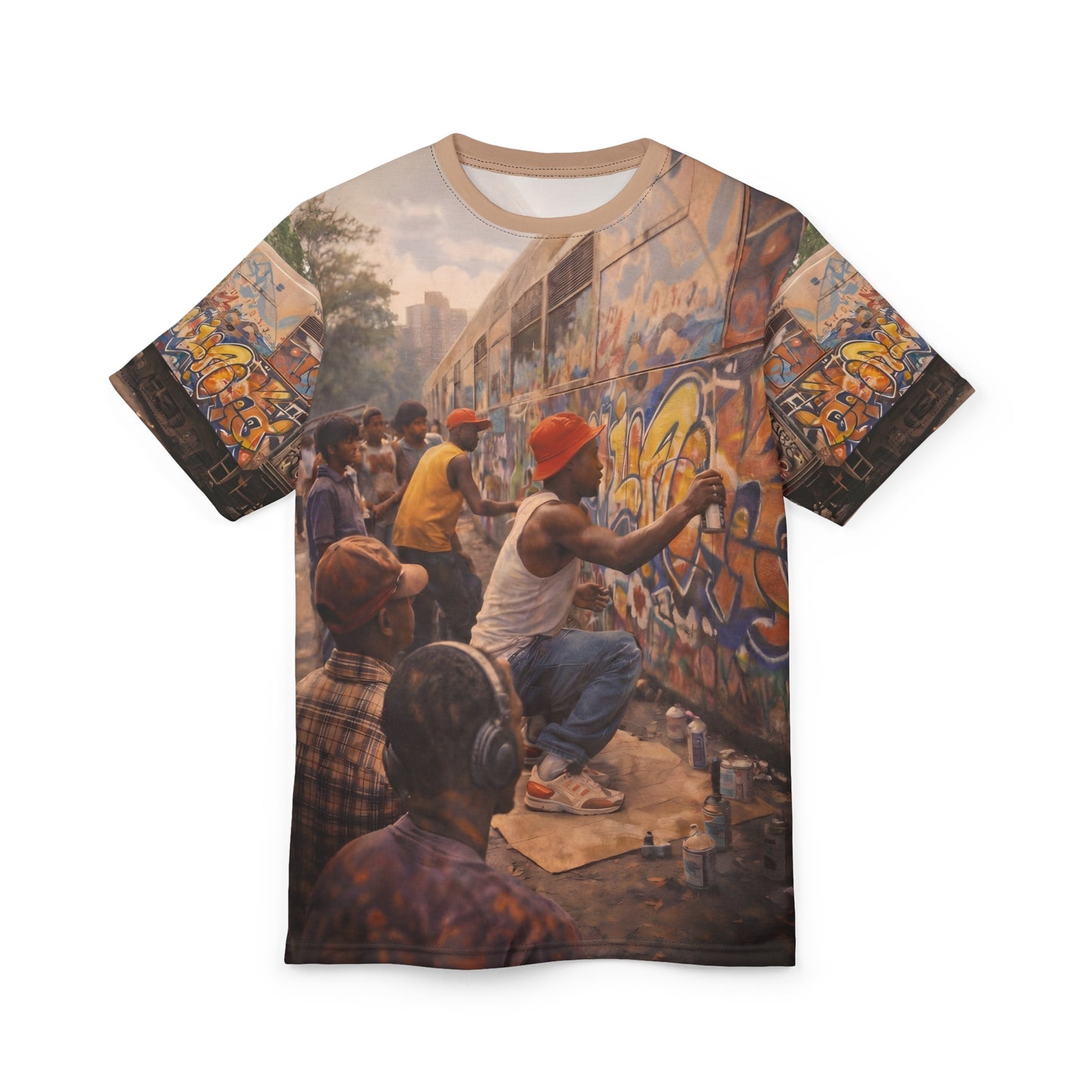 Vintage NYC Subway Graffiti All-Over Print T-Shirt - Unisex Cut & Sew Tee (AOP)