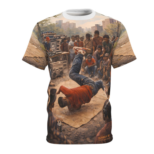Vintage 1980s Hip-Hop Breakdancer Graphic T-Shirt - Unisex Cut & Sew Tee (AOP)