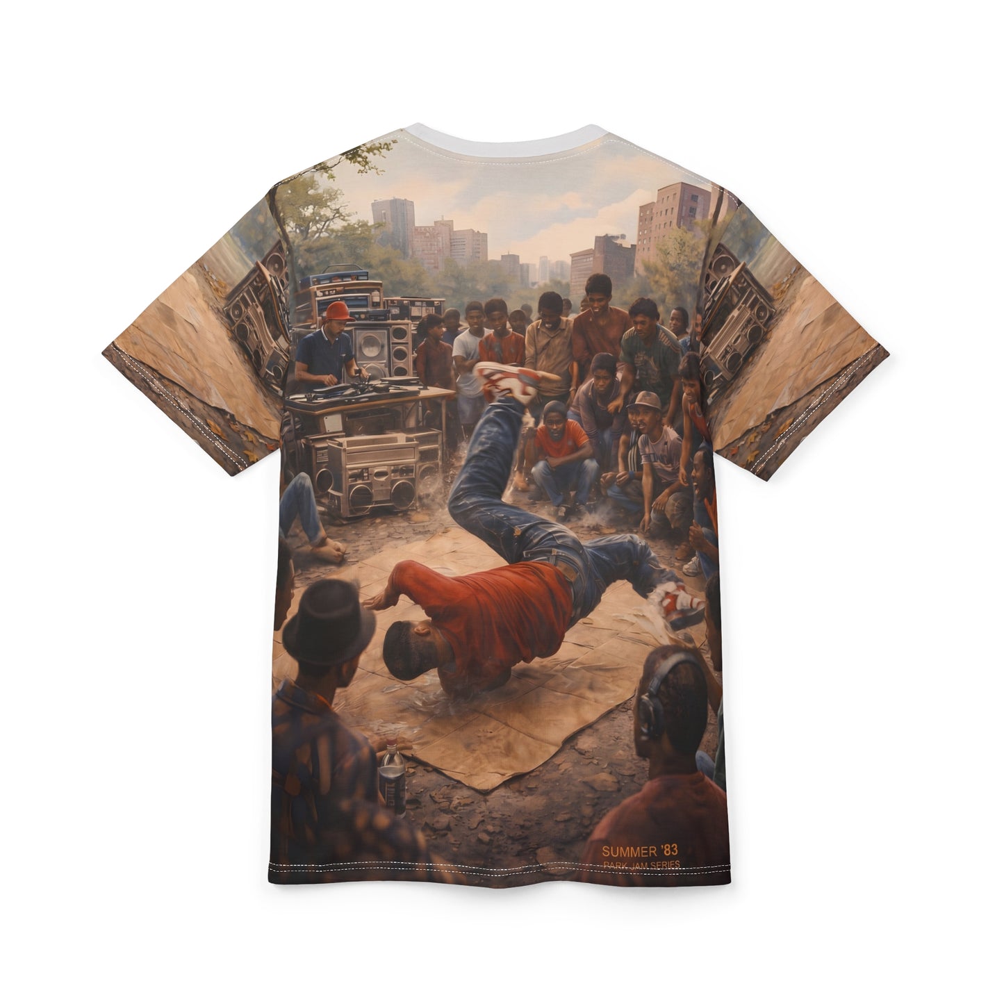 Vintage 1980s Hip-Hop Breakdancer Graphic T-Shirt - Unisex Cut & Sew Tee (AOP)