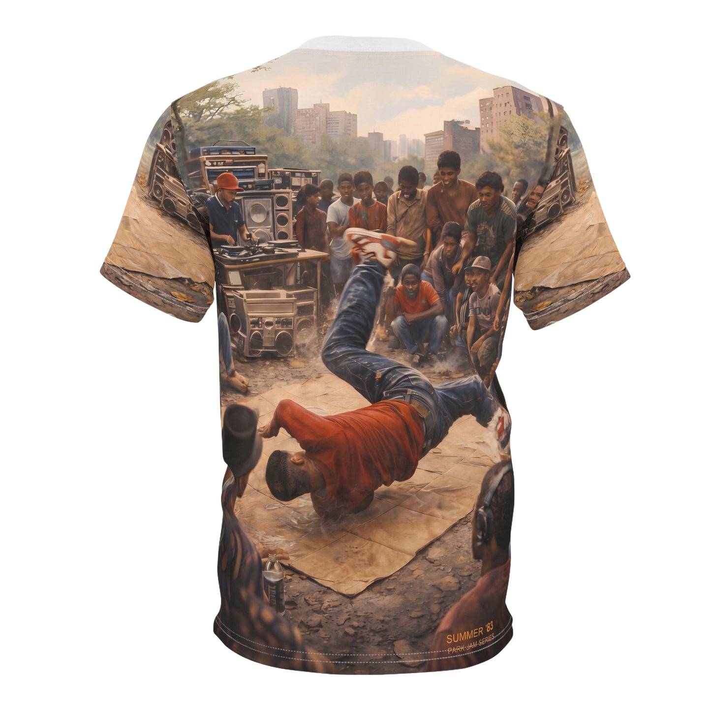 Vintage 1980s Hip-Hop Breakdancer Graphic T-Shirt - Unisex Cut & Sew Tee (AOP)