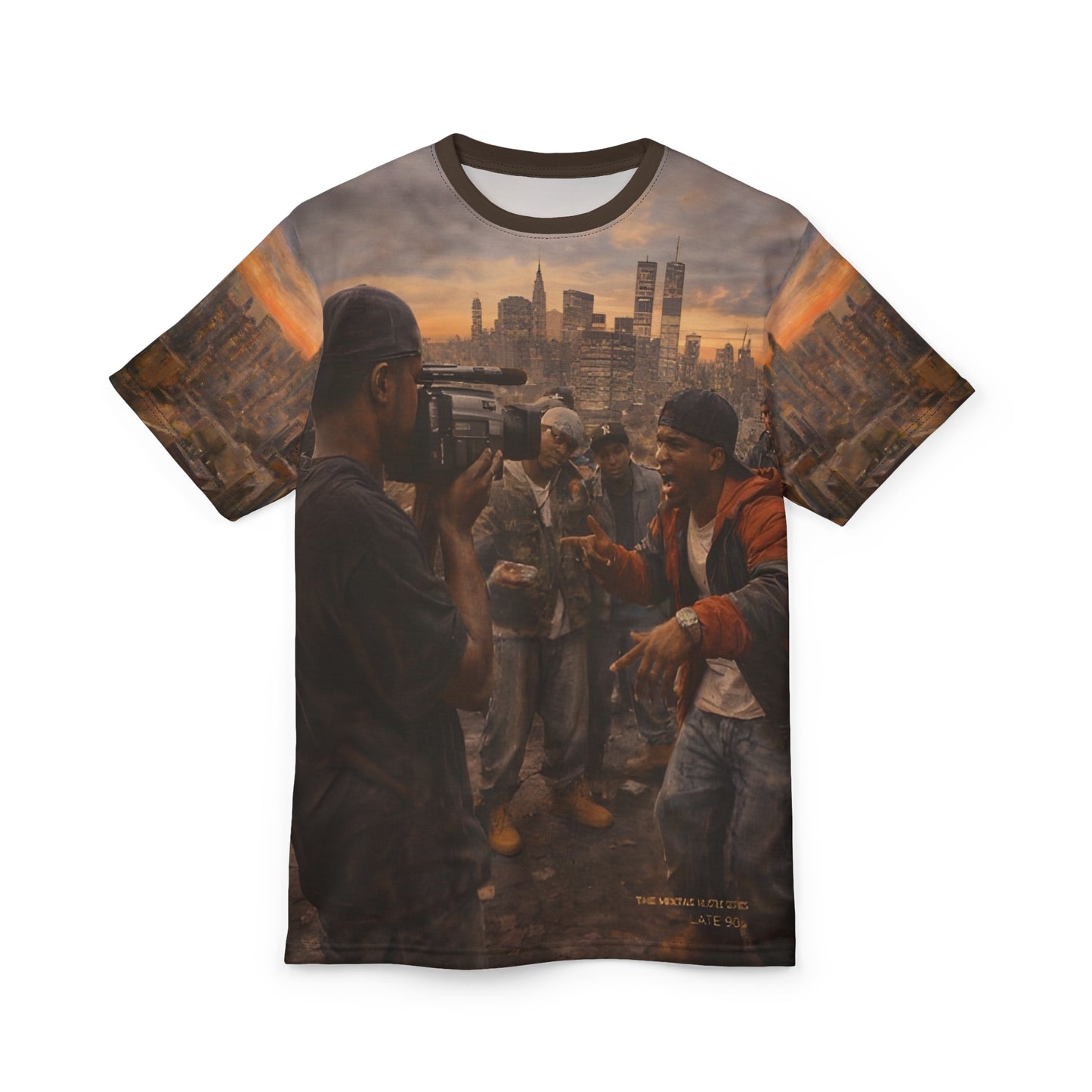 The Mixtape Hustle - Late 90s NYC Cypher All-Over Print Streetwear Tee - Unisex Cut & Sew Tee (AOP)