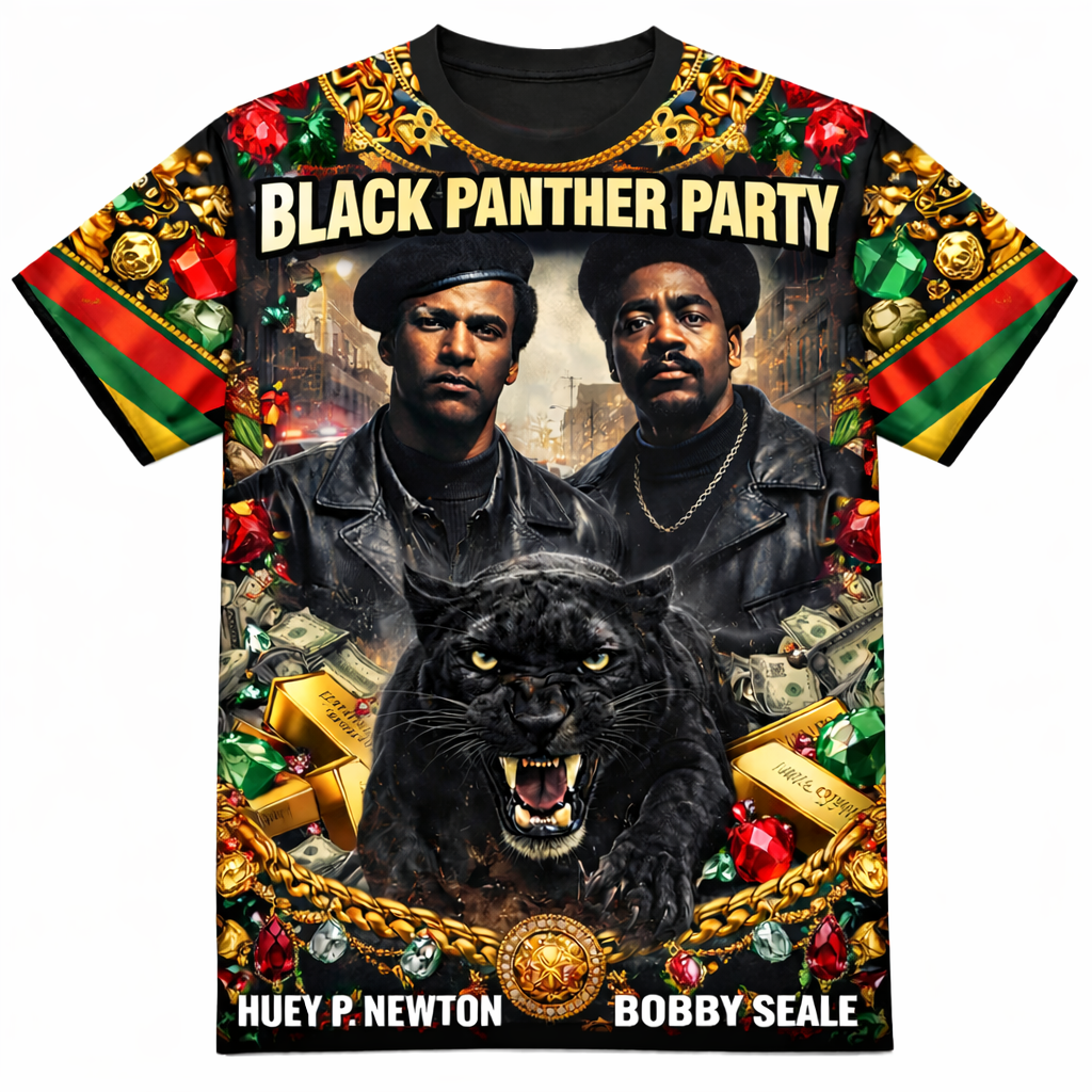  Black Panther Party™ All-Over Sublimation T-Shirt – Black History Collection front view